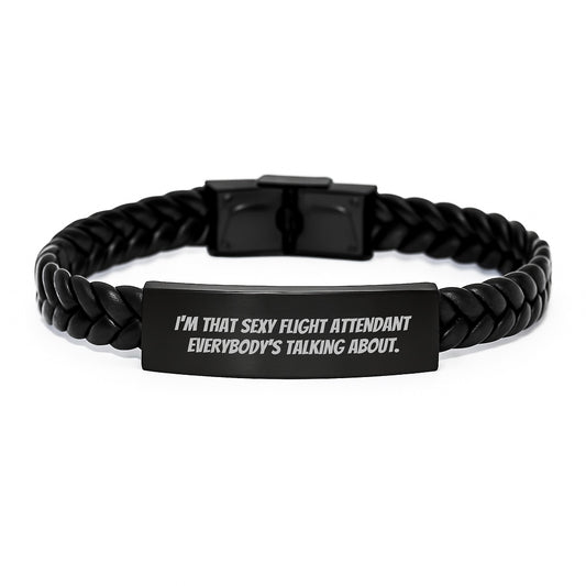 Sexy Flight Attendant Gifts for Her, Funny Interlaced Leather Bracelet, Birthday Unique Gifts from Friends to Coworkers - Image 1