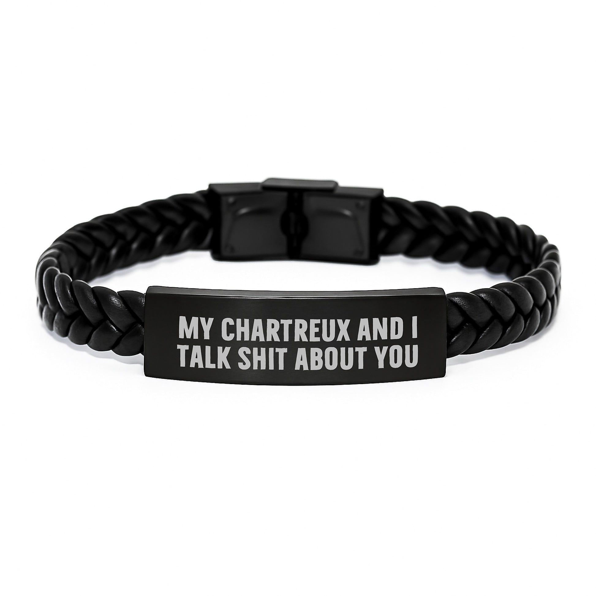Gifts from Family to Chartreux Cat Dad Funny Interlaced Leather Bracelet for Men Father's Day Unique - Image 1