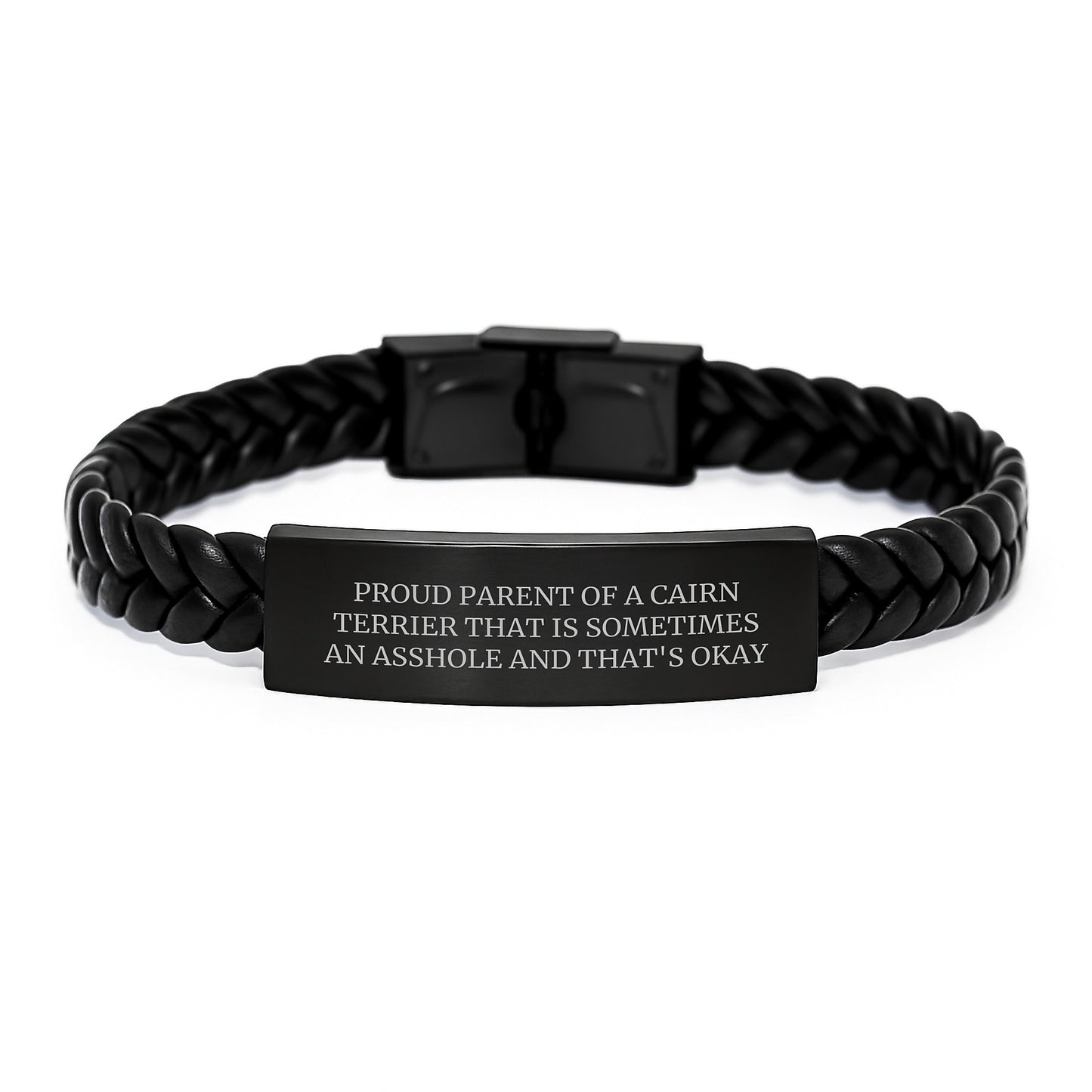 Funny Cairn Terrier Dog Gifts for Men - Proud Parent Interlaced Leather Bracelet for Dad, Husband, or Friend on Valentine's - Image 1