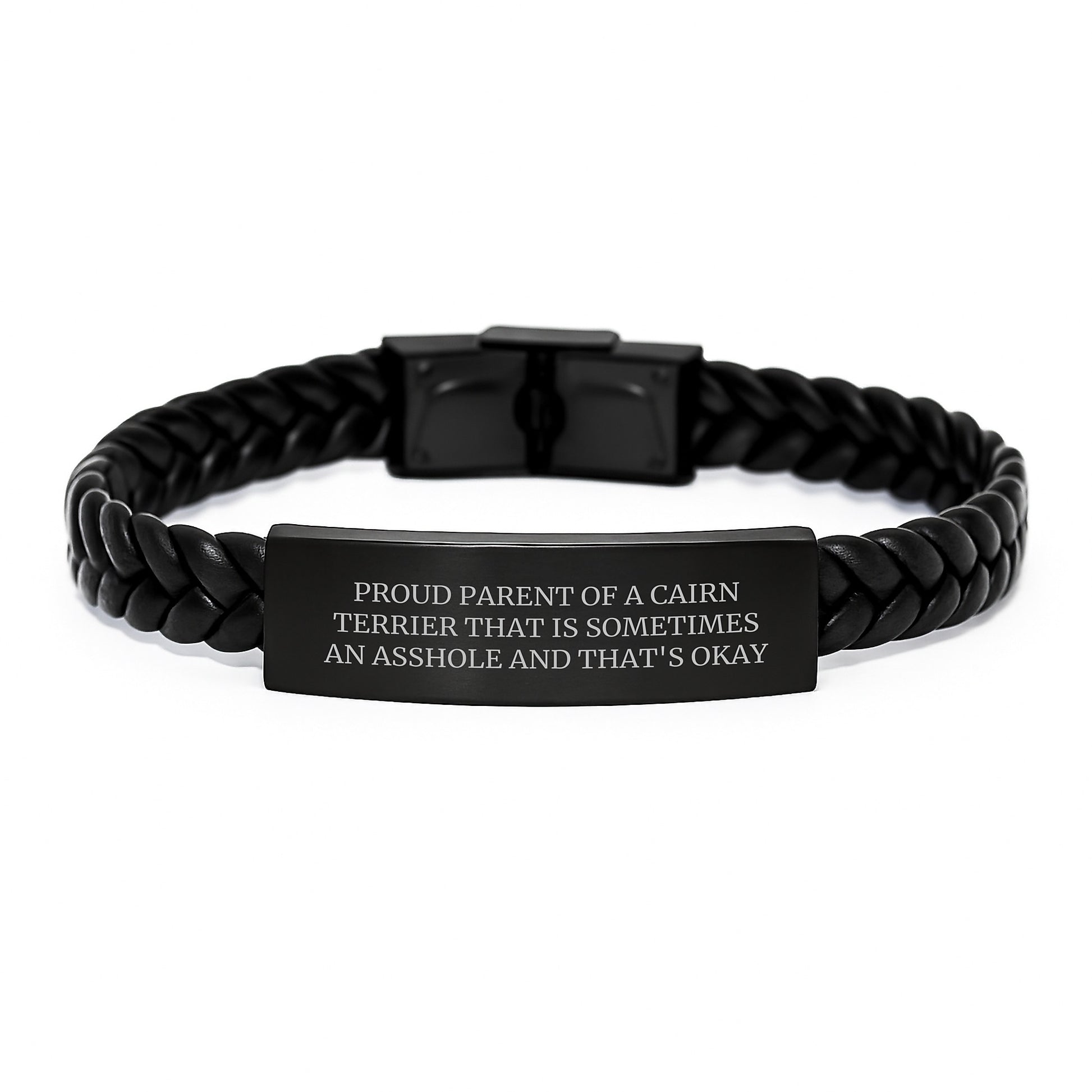 Funny Cairn Terrier Dog Gifts for Men - Proud Parent Interlaced Leather Bracelet for Dad, Husband, or Friend on Valentine's - Image 1