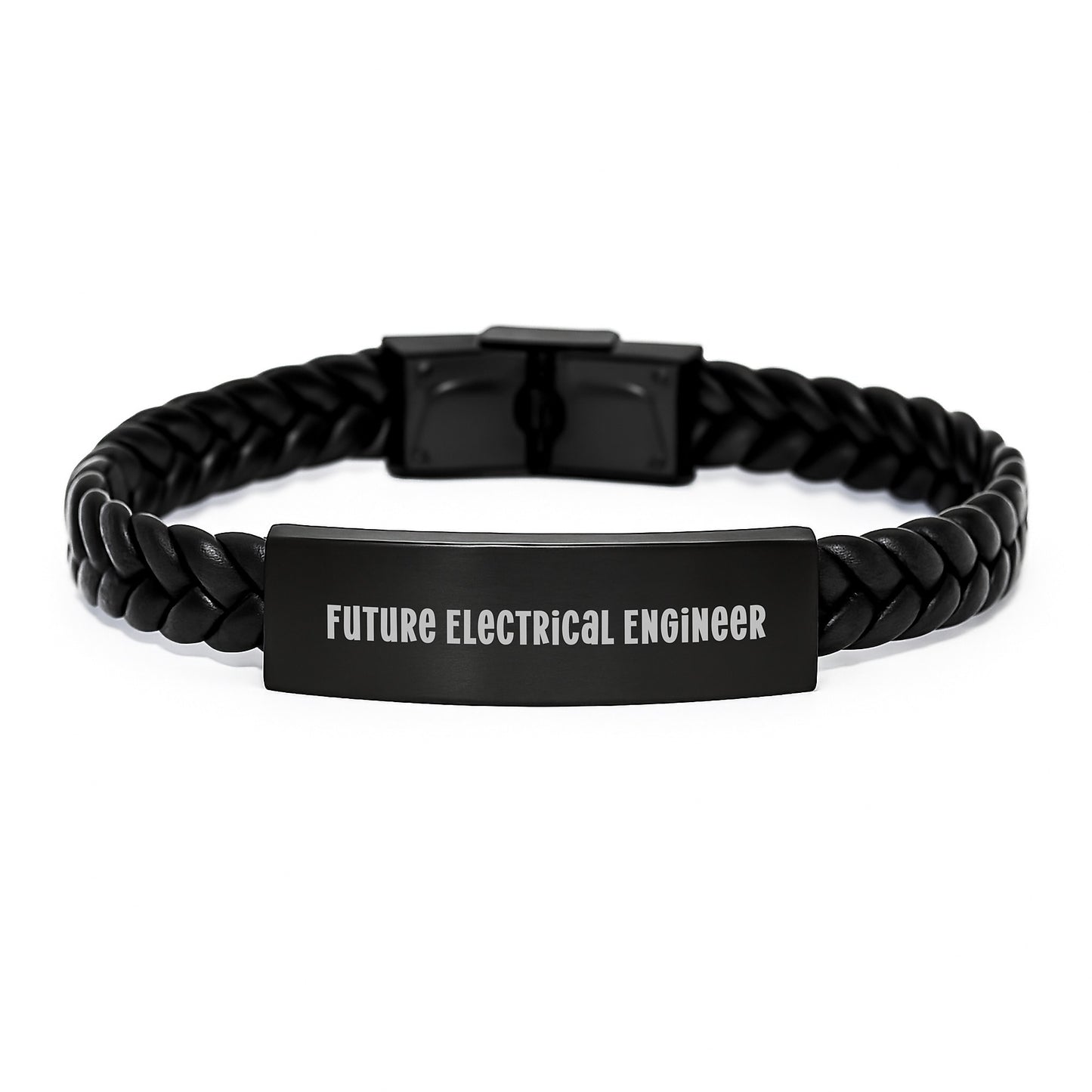 Funny Electrical Engineer Quotes Gifts from Friends for Men Birthday Unique Interlaced Leather Bracelet Stainless Steel and PU Leather Combination - Image 1
