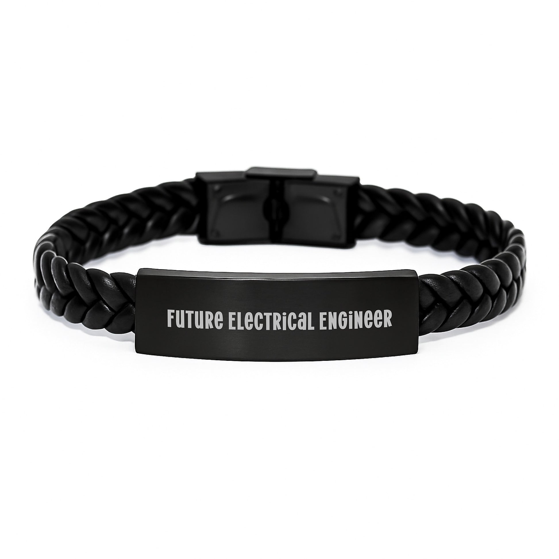 Funny Electrical Engineer Quotes Gifts from Friends for Men Birthday Unique Interlaced Leather Bracelet Stainless Steel and PU Leather Combination - Image 1