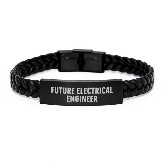 Funny Electrical Engineer Gifts for Men, Inspirational Interlaced Leather Bracelet for Birthday Unique Gifts from Friends, 'Future Electrical Engineer' Quote - Image 1