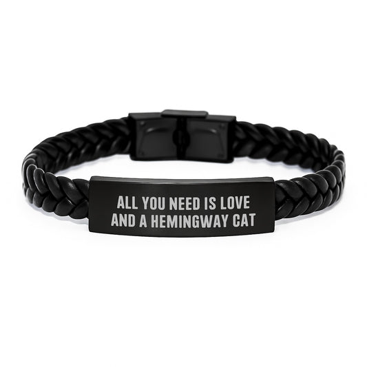 Hemingway Cat Love Inspirational Interlaced Leather Bracelet Gifts from Friends for Birthday - Image 1