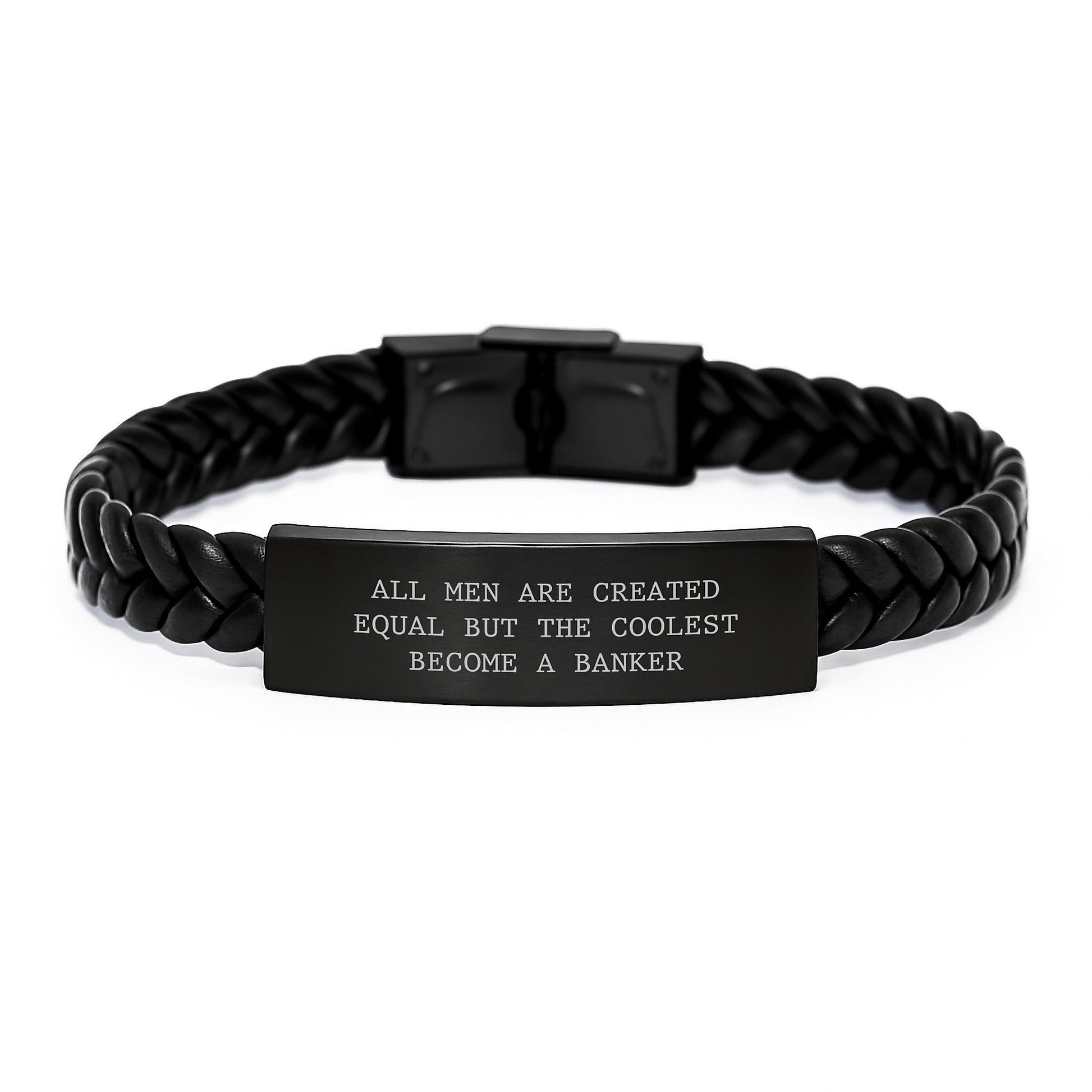 Unique Funny Gifts for Banker Man, Men Valentine's Unique Interlaced Leather Bracelet - Image 1