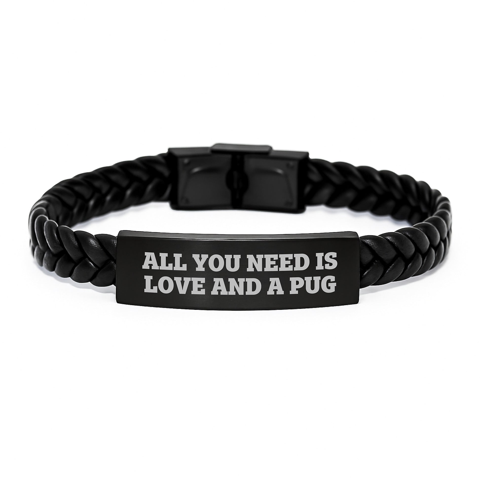Pug Dog Lovers Unique Interlaced Leather Bracelet Gifts from Family and Friends for Christmas - Image 1