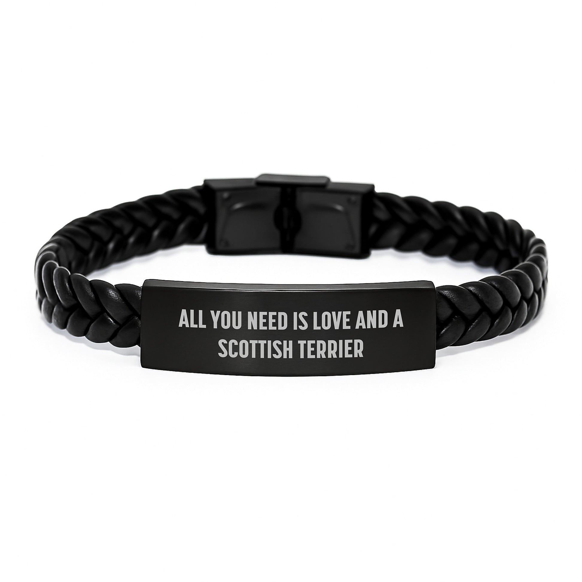 Scottish Terrier Dog Lover Gifts from Family, Funny Scottish Terrier Dog Interlaced Leather Bracelet, Christmas Unique Presents - Image 1