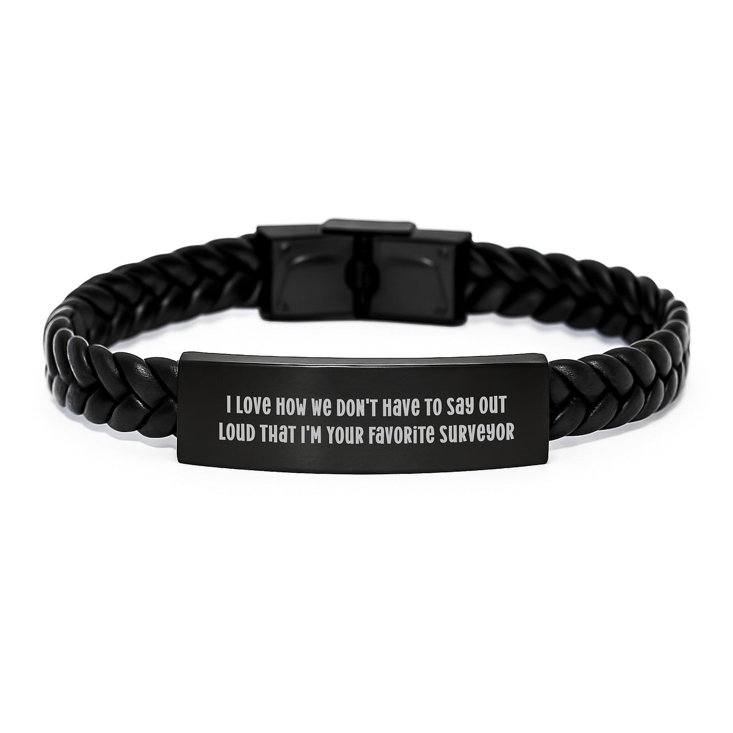 Funny Surveyor Gifts from Friends to Favorite Men, Unique Graduation Unique Gifts for Surveyor, Interlaced Leather Bracelet - Image 1
