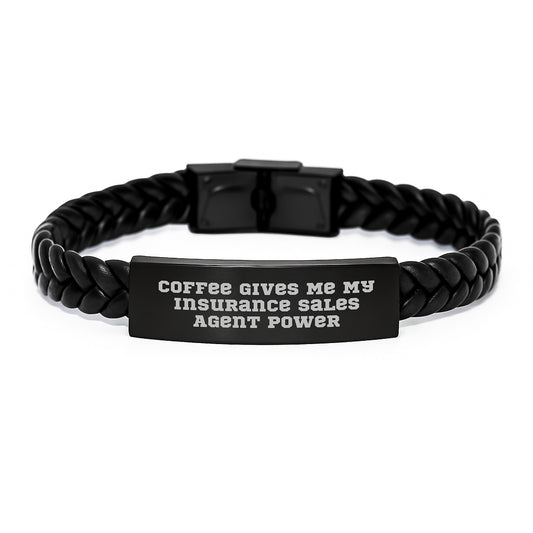 Funny Inspirational Gift for Insurance Sales Agent Interlaced Leather Strap, Gifts from Men to Friends and Family on Birthday Unique Presents - Image 1