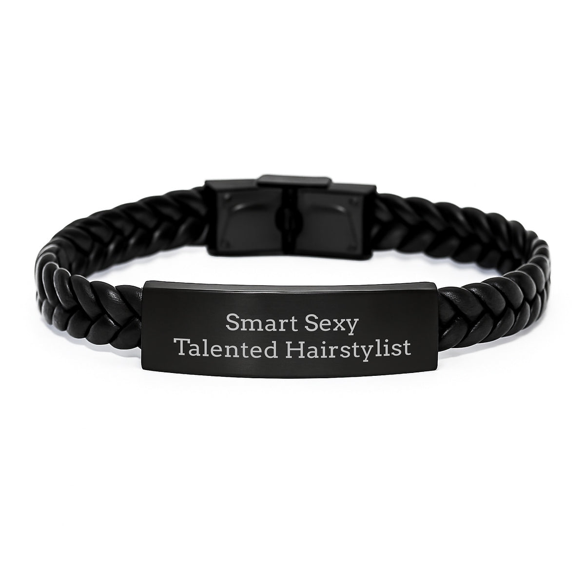 Funny Hairstylist Gifts for Men Women Friends Coworkers Family - Interlaced Leather Bracelet with Smart Sexy Talented Quote - Image 1