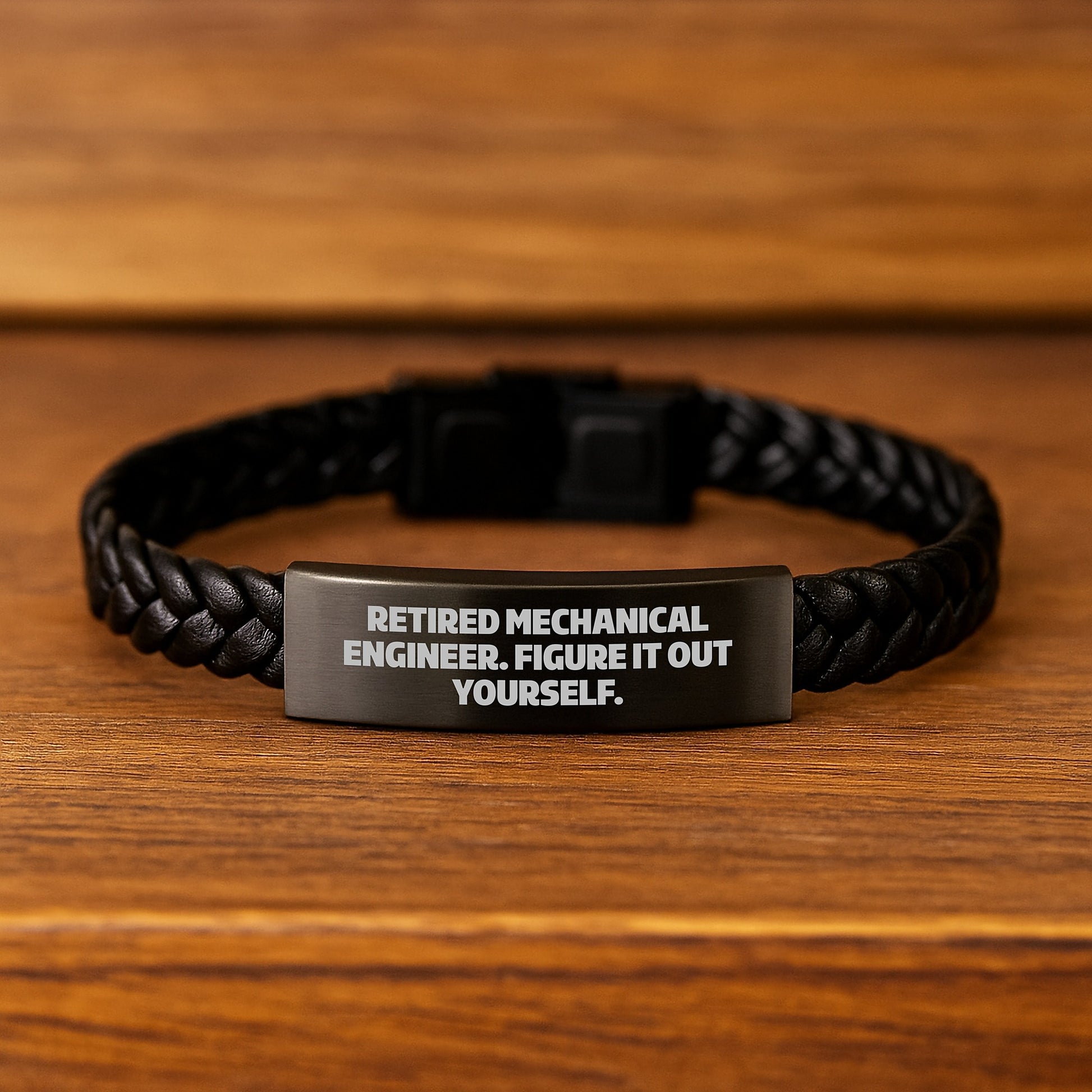 Mechanical Engineer Gifts for Men Interlaced Leather Bracelet from Friends, Funny Quote 'Figure It Out Yourself' for Graduation Unique Gifts - Image 2