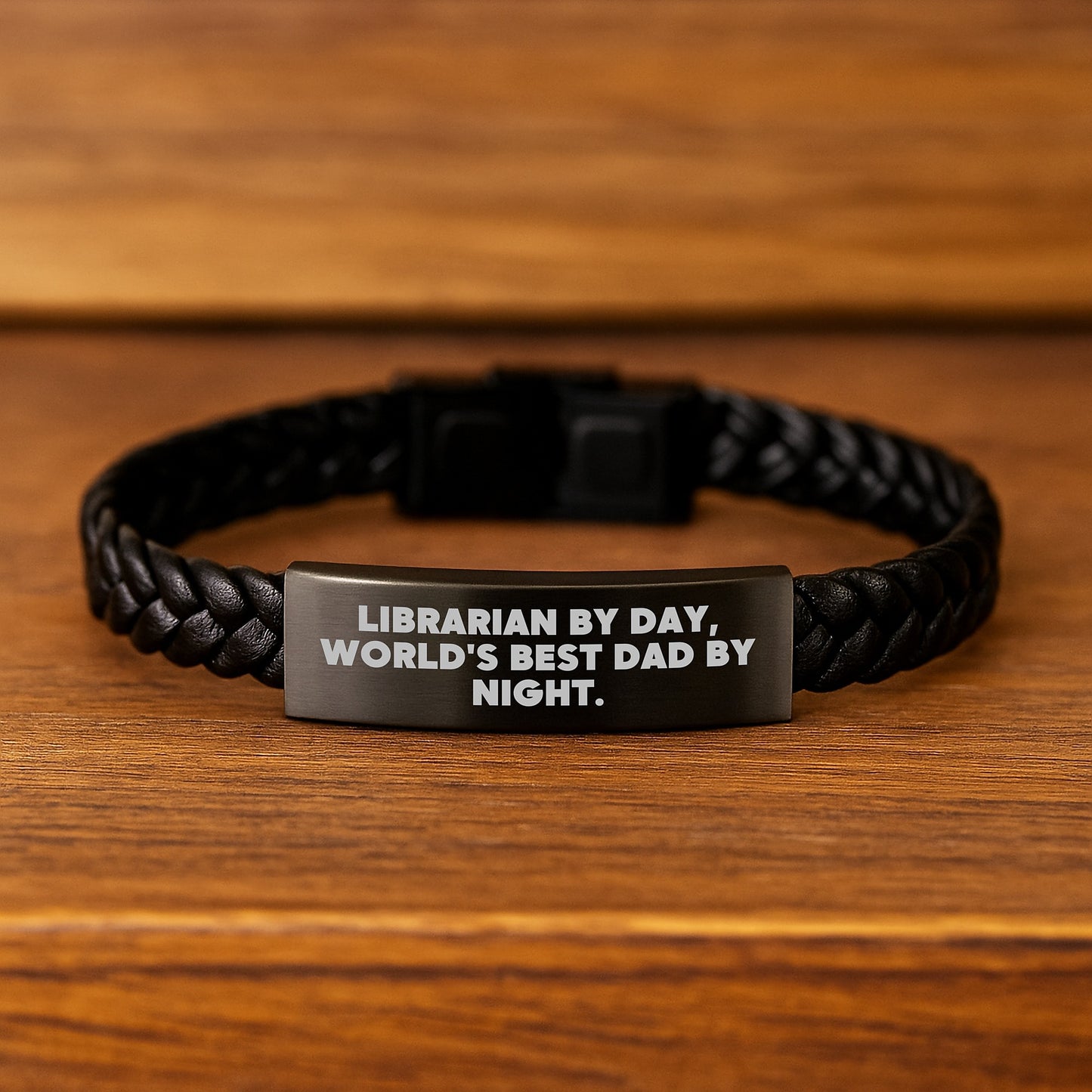 Librarian Gifts by Day, Unique Interlaced Leather Birthday Unique Gifts for Men from World's Best Dad by Night. - Image 2