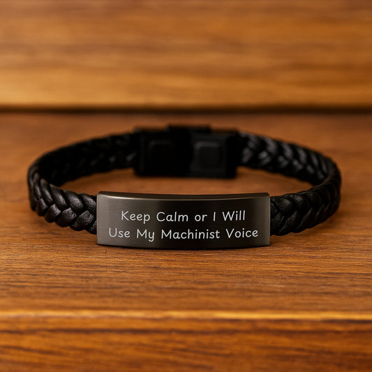 Funny Machinist Gifts for Him, Interlaced Leather Bracelet with Stainless Steel, Perfect Unique Mother's Day Unique Gifts from Men to Machinist Friends - Image 2