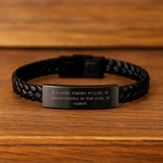 Dental Hygienist Gifts Funny Quote Interlaced Leather Bracelet for Men Women Friends Coworkers Family Graduation Unique Presents - Image 2
