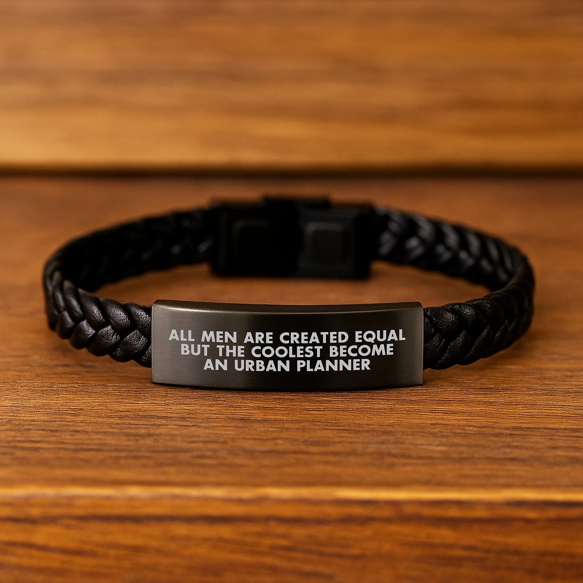 Unique Interlaced Leather Bracelet Gifts from Friends for Urban Planner Grads, Funny Quote - Image 2
