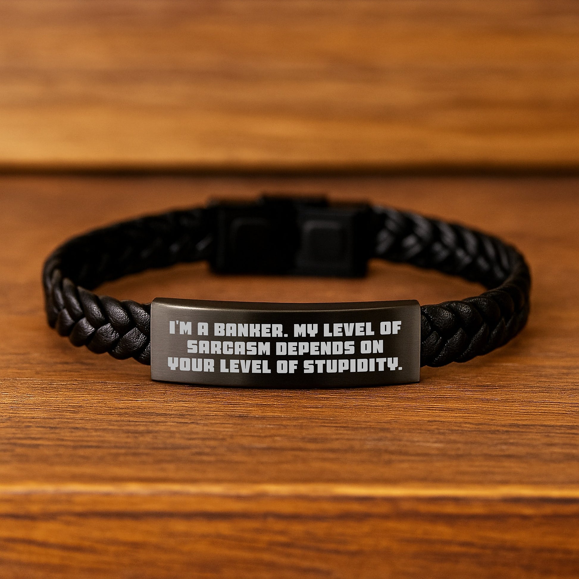 Funny Banker Gifts for Men and Women, Interlaced Leather Bracelet with Sarcasm Quote, Graduation Unique Gifts from Friends, Coworkers, or Family - Image 2