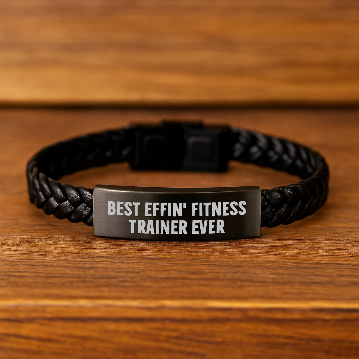 Funny Fitness Trainer Gifts from Family, Best Effin' Fitness Trainer Ever Interlaced Leather Bracelet for Men, Birthday Unique Presents for Fitness Trainers - Image 2