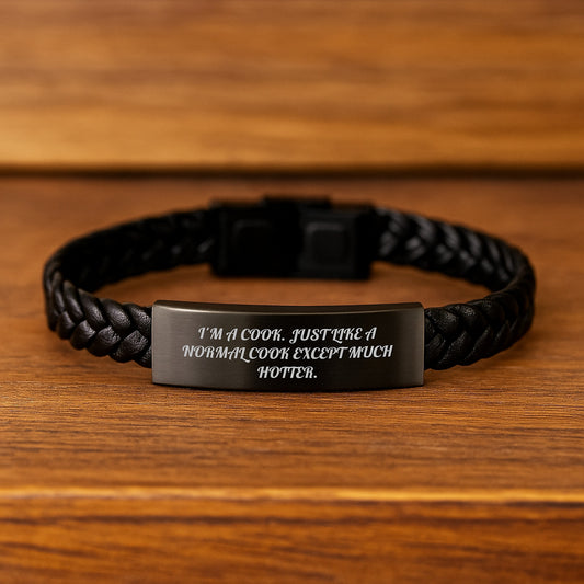 Funny Cook Gifts for Him - Interlaced Leather Bracelet, Mother's Day Unique Gifts from Men to Cooks - Image 2