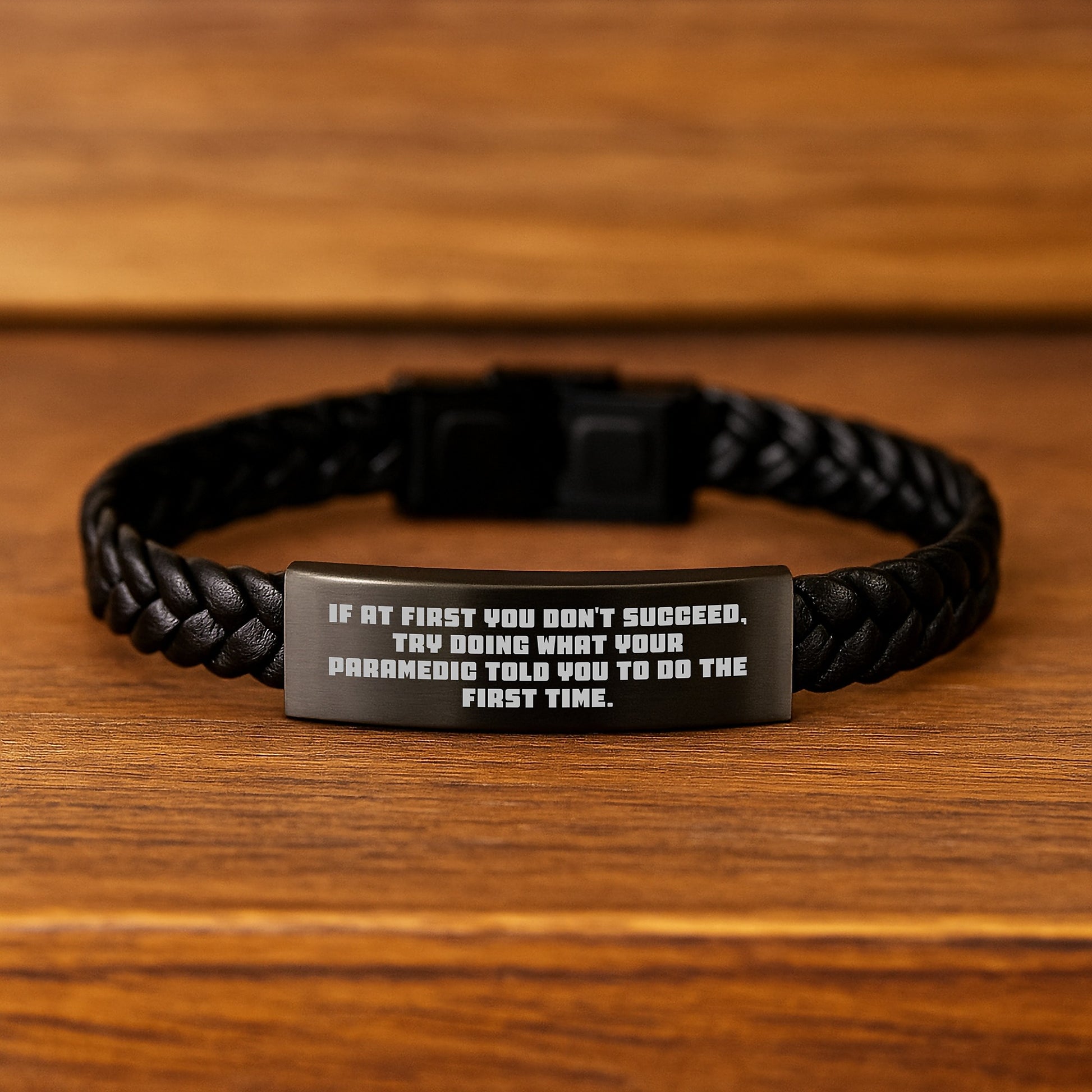 Funny Rescue Worker Gifts - If At First You Don't Succeed Interlaced Leather Bracelet for Valentine's from Family Members - Unique Rescue Worker Jewelry Men Women Friends Coworkers - Image 2
