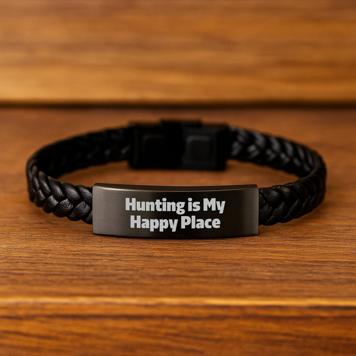 Hunting Gifts from Friends and Family for Men - Inspirational Interlaced Leather Bracelet for Graduation Unique Gifts, Gifts for Hunting Enthusiasts, 'Hunting Is My Happy Place' - Image 2