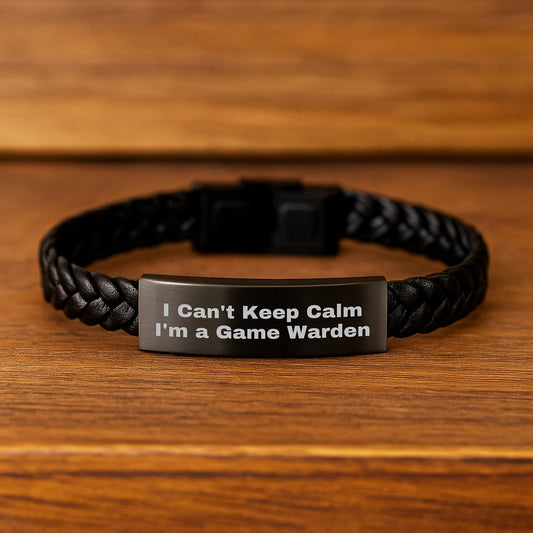 Funny Game Warden Interlaced Leather Bracelet Gifts for Men from Friends - I Can't Keep Calm I'm A Game Warden Unique Christmas Memorable Presents - Image 2