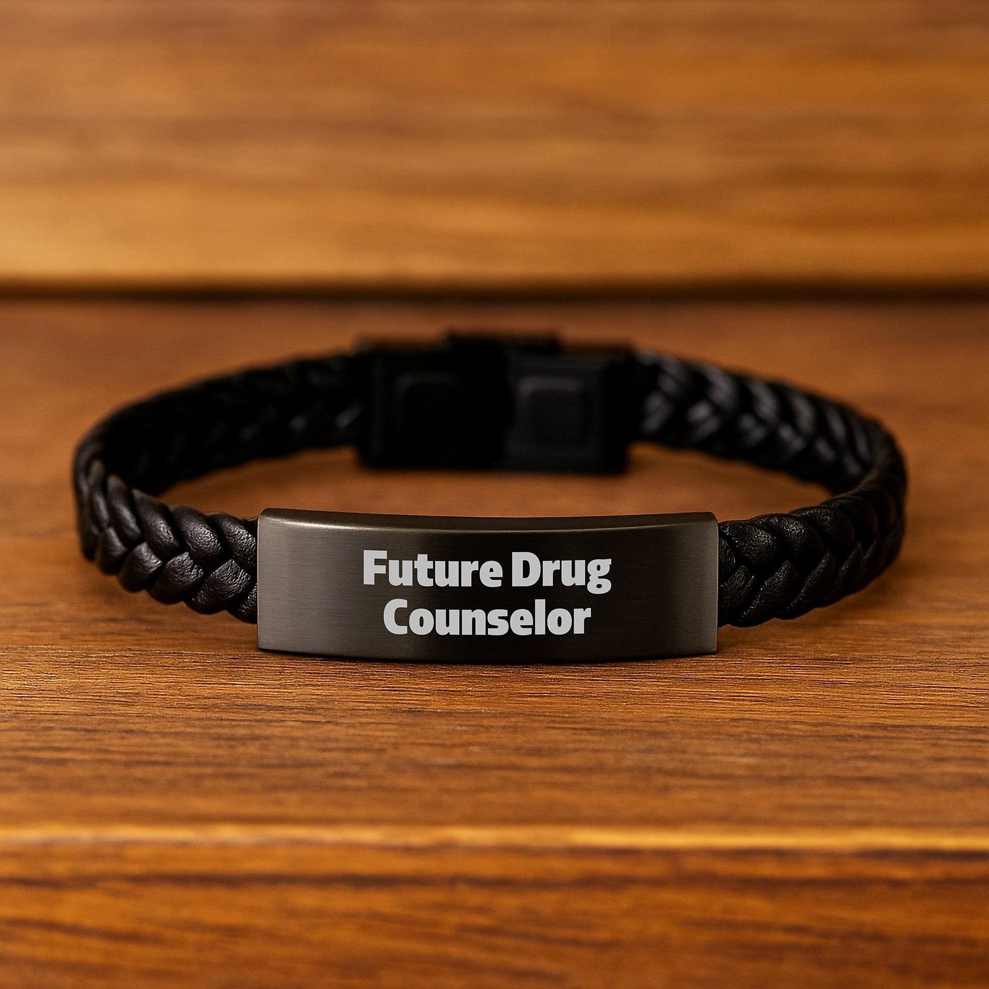 Funny Quote Interlaced Leather Bracelet Gifts for Future Drug Counselor Birthday Unique from Family Member - Image 2