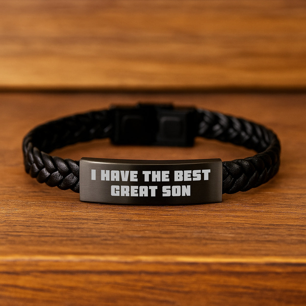 Funny Son Gifts, Birthday Unique Leather Interlaced Bracelet for Men, Gifts from Dad to Son, 'I Have The Best Great Son' Quote - Image 2