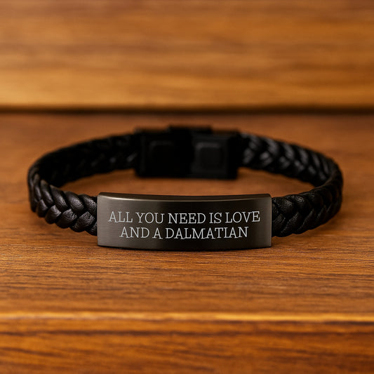 Dalmatian Dog Lovers Gifts from Friends - Inspirational Interlaced Leather Bracelet for Men, Women, and Dalmatian Dog Enthusiasts, All You Need Is Love And A Dalmatian Birthday Unique Gifts - Image 2