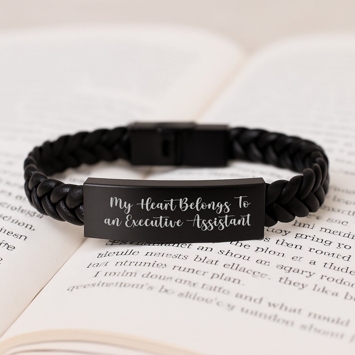 Funny Executive Assistant Gifts, Unique Interlaced Leather Bracelet for Men or Women, 'My Heart Belongs To An Executive Assistant' Christmas Unique Gifts from Friends, Coworkers or Family - Image 3