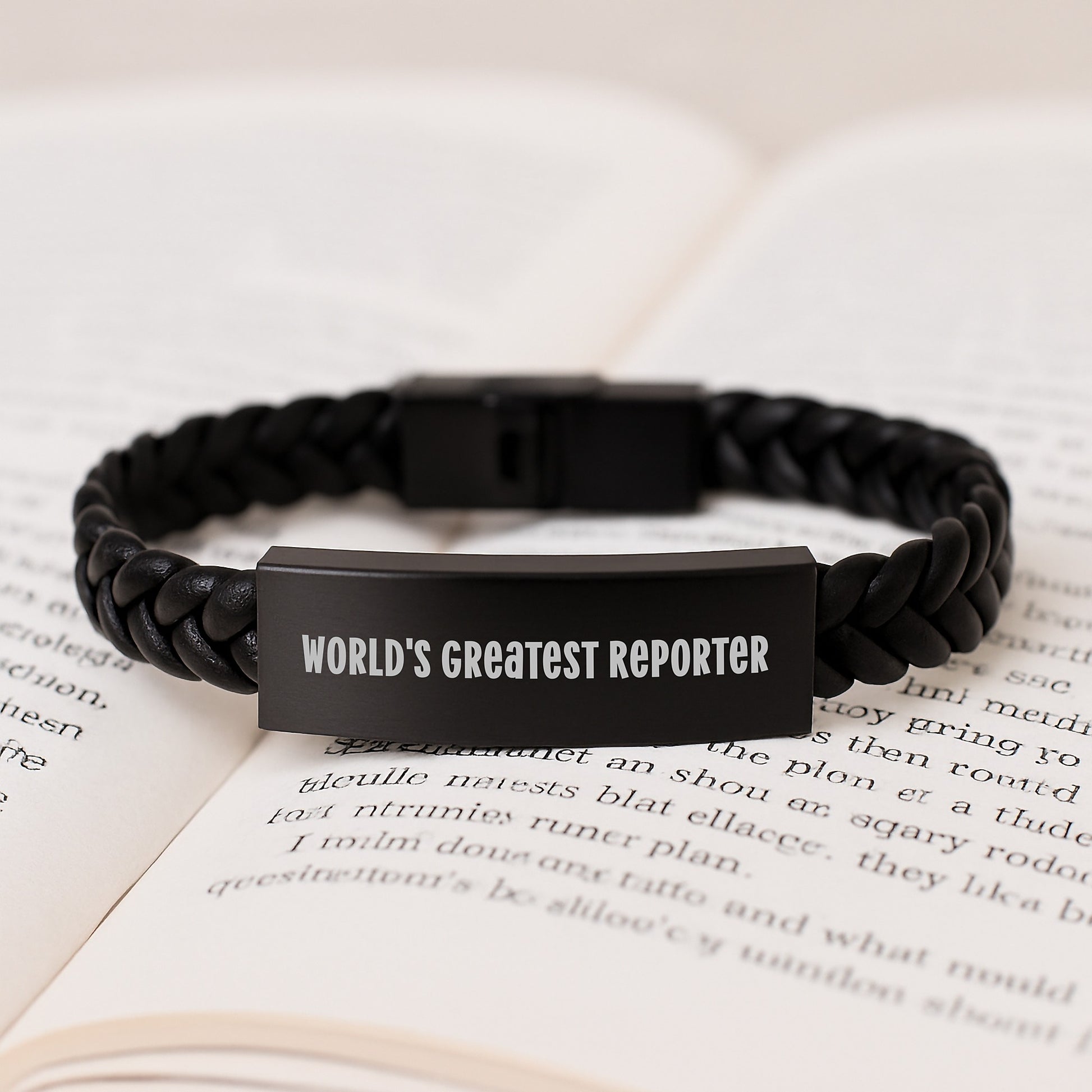 Funny World's Greatest Reporter Gifts for Men - Interlaced Leather Bracelet Christmas Unique Gifts from Friends - Image 3