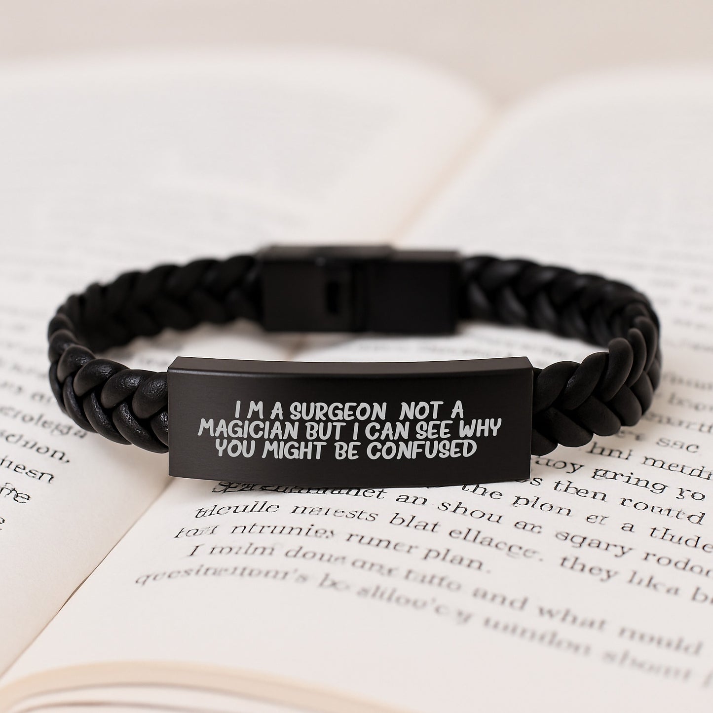 Funny Gift for Surgeon, Birthday Unique Presents for Men, Interlaced Leather Bracelet with Stainless Steel and PU Leather - Image 3