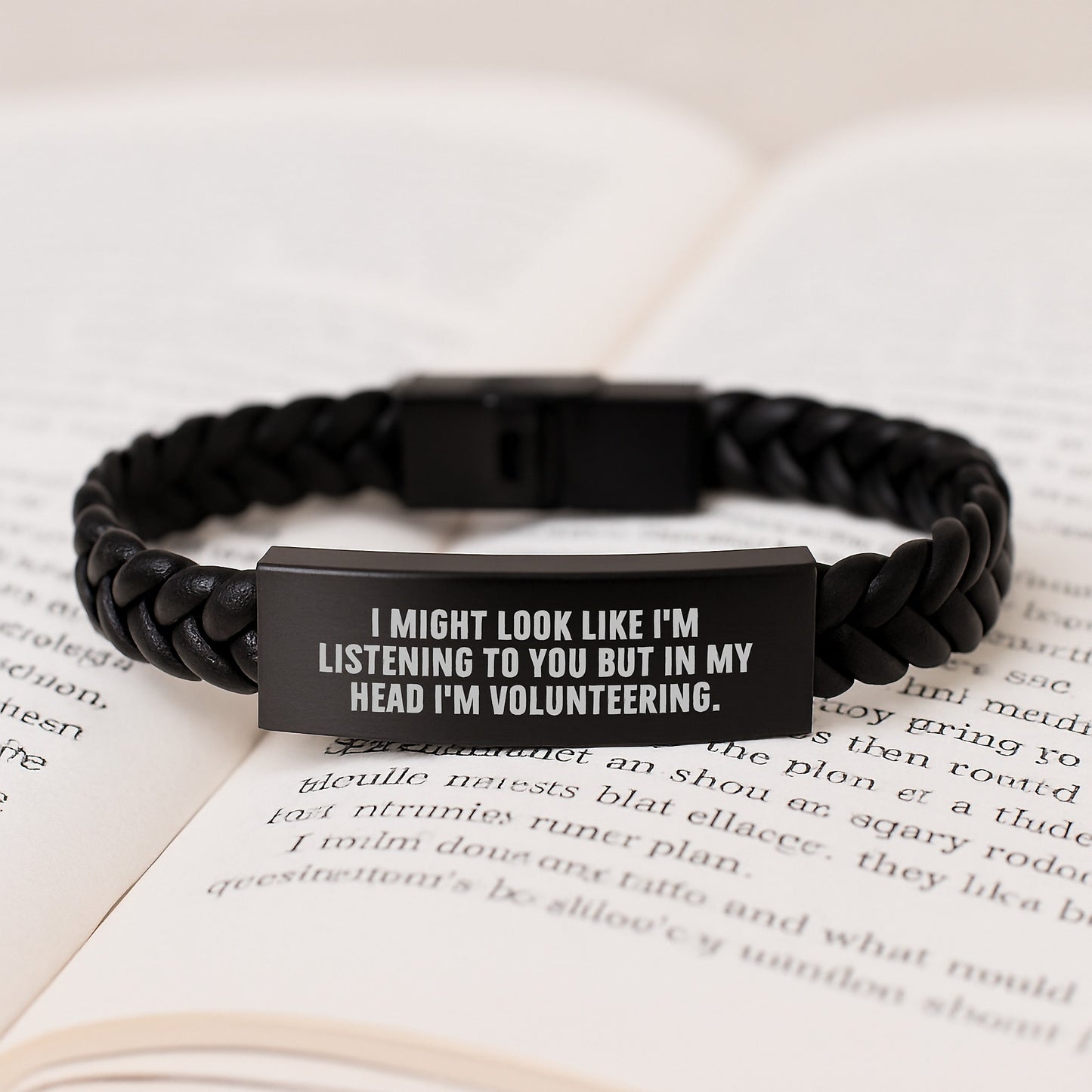 Funny Volunteering Gifts from Friends or Family, Interlaced Leather Bracelet I Might Look Like I'm Listening To You But In My Head I'm Volunteering. for Volunteering, Birthday Unique Gifts - Image 3