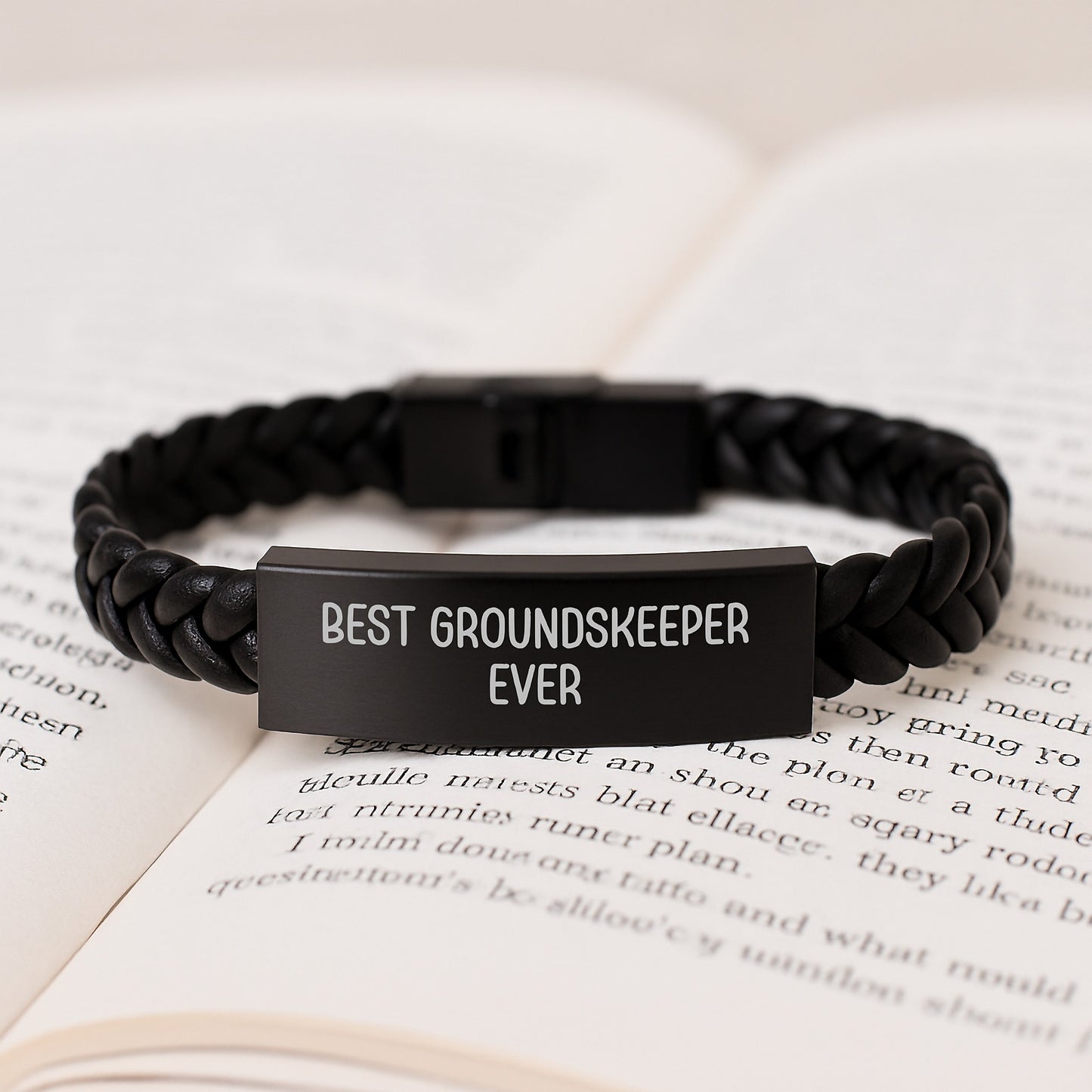 Funny groundskeeper Gifts, Interlaced Leather Bracelet, Best groundskeeper Ever Quotes, Christmas Unique Gifts for groundskeeper, Men, Friends, Family - Image 3