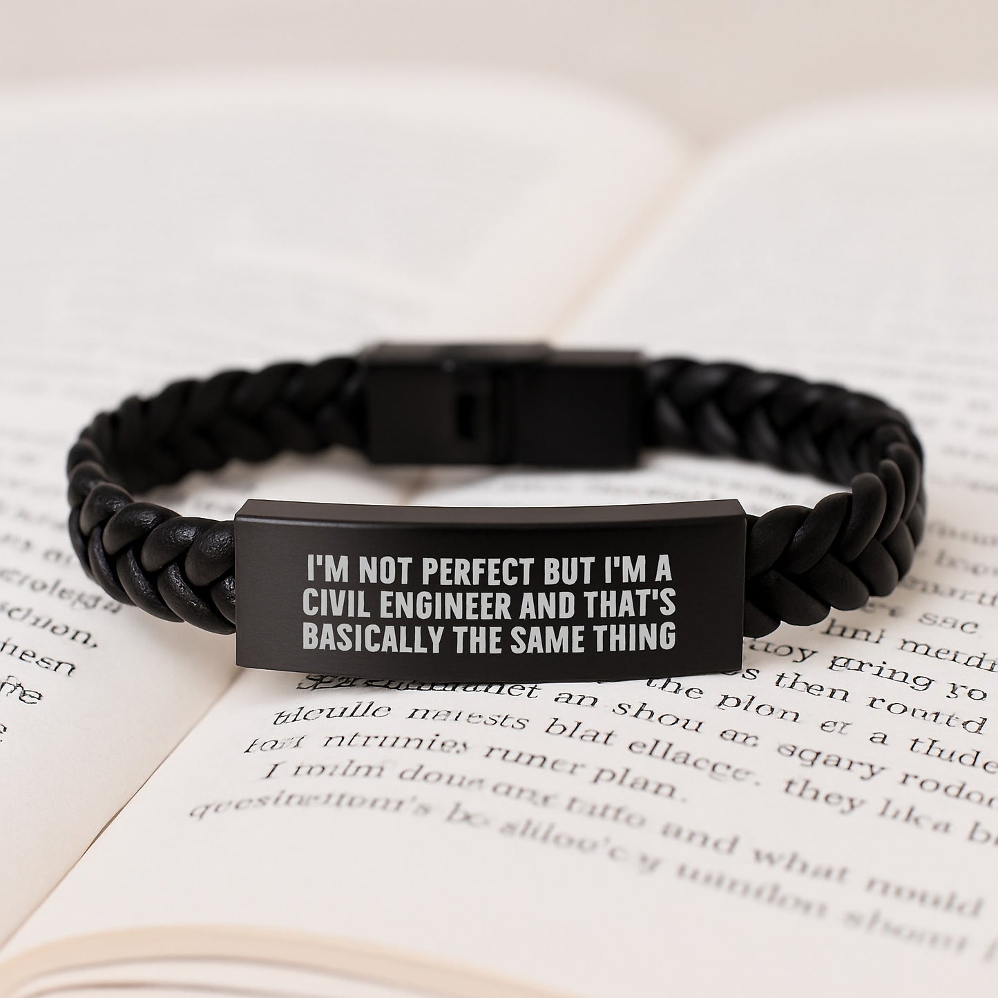 Funny Civil Engineer Gifts for Him, Interlaced Leather Bracelet Stainless Steel PU Leather Men's Christmas Unique Presents - Image 3