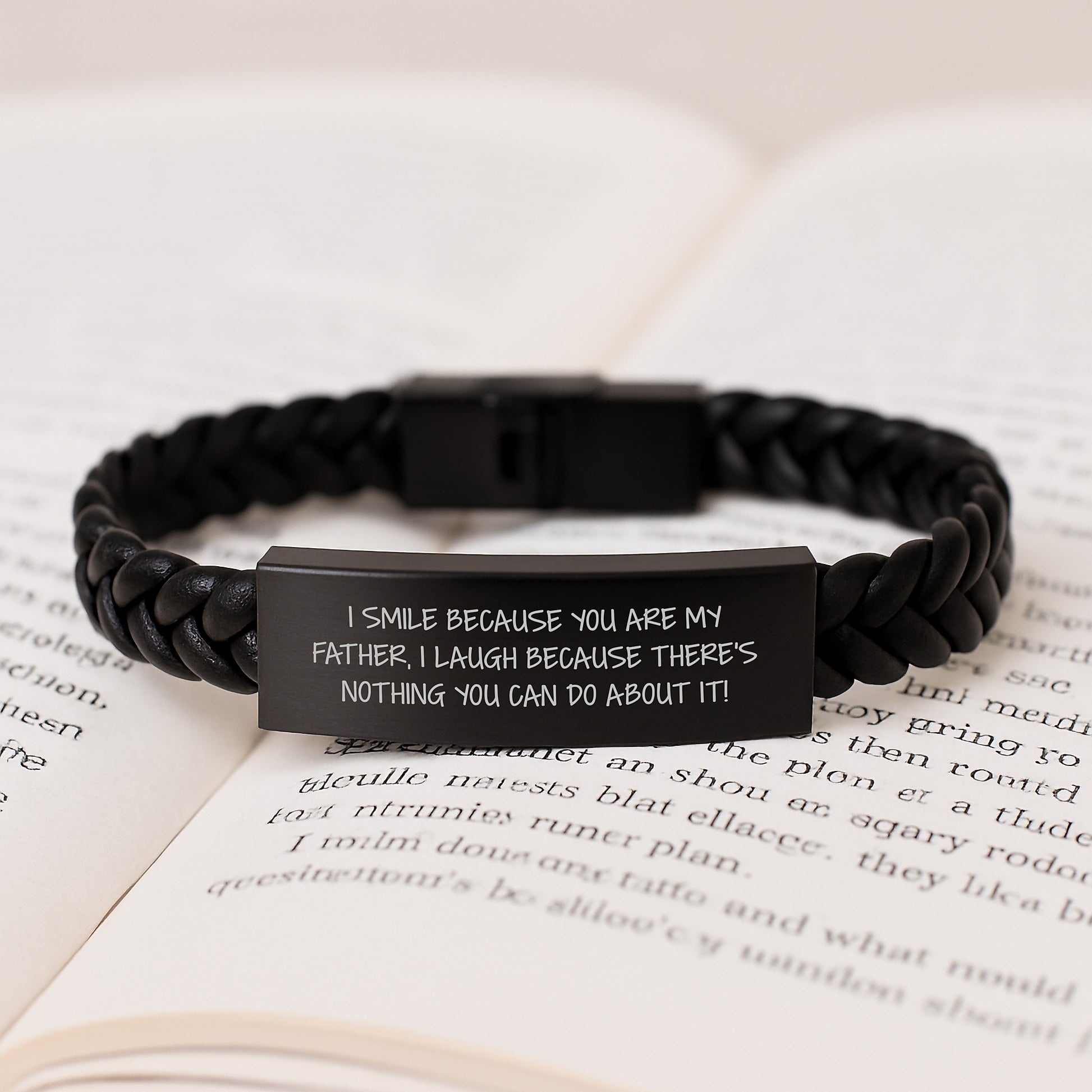 Funny Father Gifts, Interlaced Leather Braclet, I Smile Because You Are My Father, Unique Graduation Presents from Men to Father - Image 3