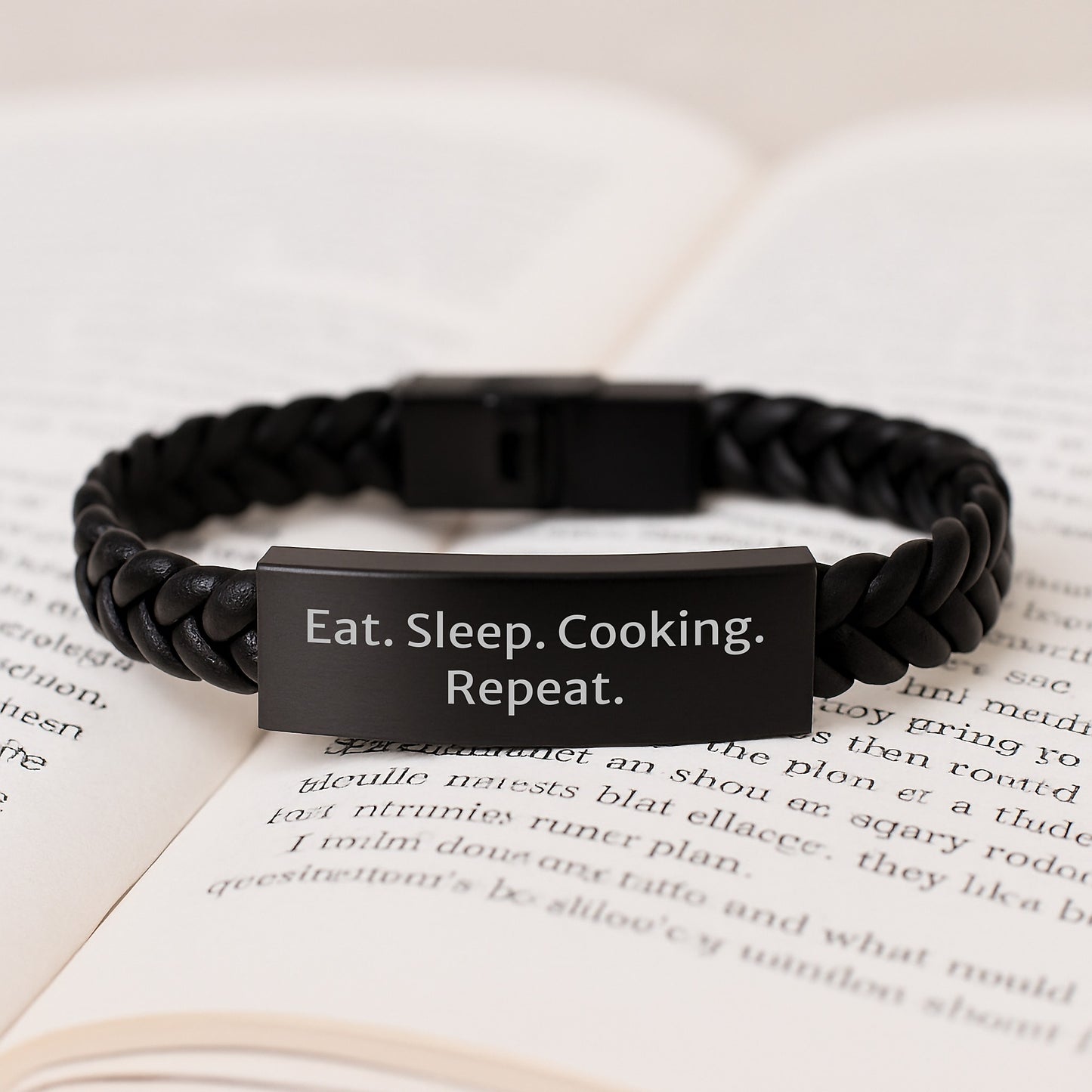 Funny Cooking Themed Gifts from Men for Women Friends and Family Members - Eat. Sleep. Cooking. Repeat. Interlaced Leather Bracelet for Christmas Unique Presents - Image 3