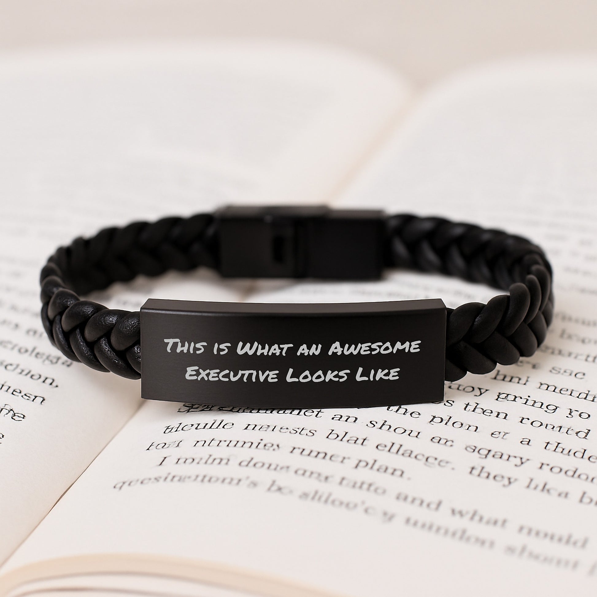 Executive Gifts from Friends for Men, This Is What An Awesome Executive Looks Like Interlaced Leather Bracelet, Birthday Unique Gifts - Image 3