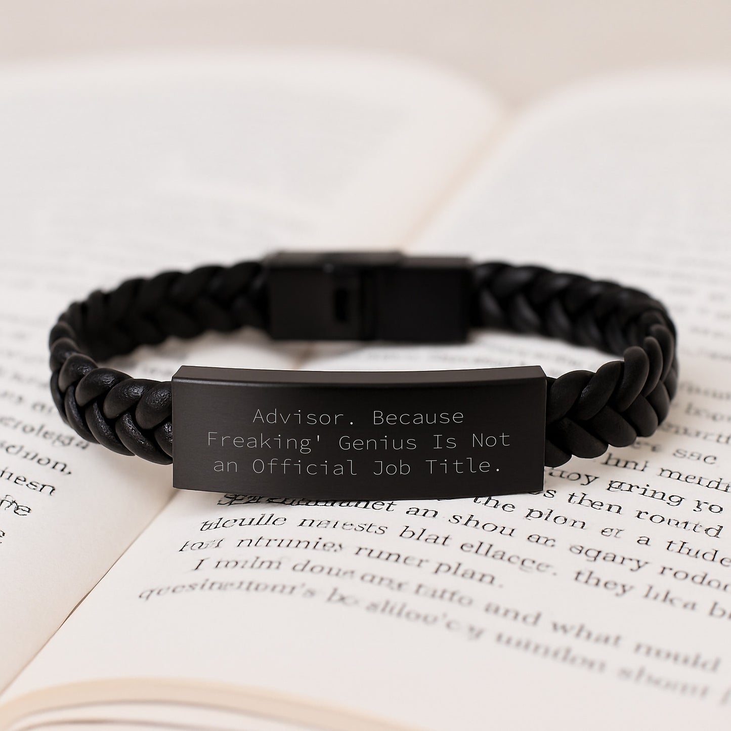 Funny Gifts from Friends to Advisor, Interlaced Leather Bracelet for Men, 'Advisor. Because Freaking' genius Is Not An Official Job Title.' Quote, Birthday Unique Gifts - Image 3
