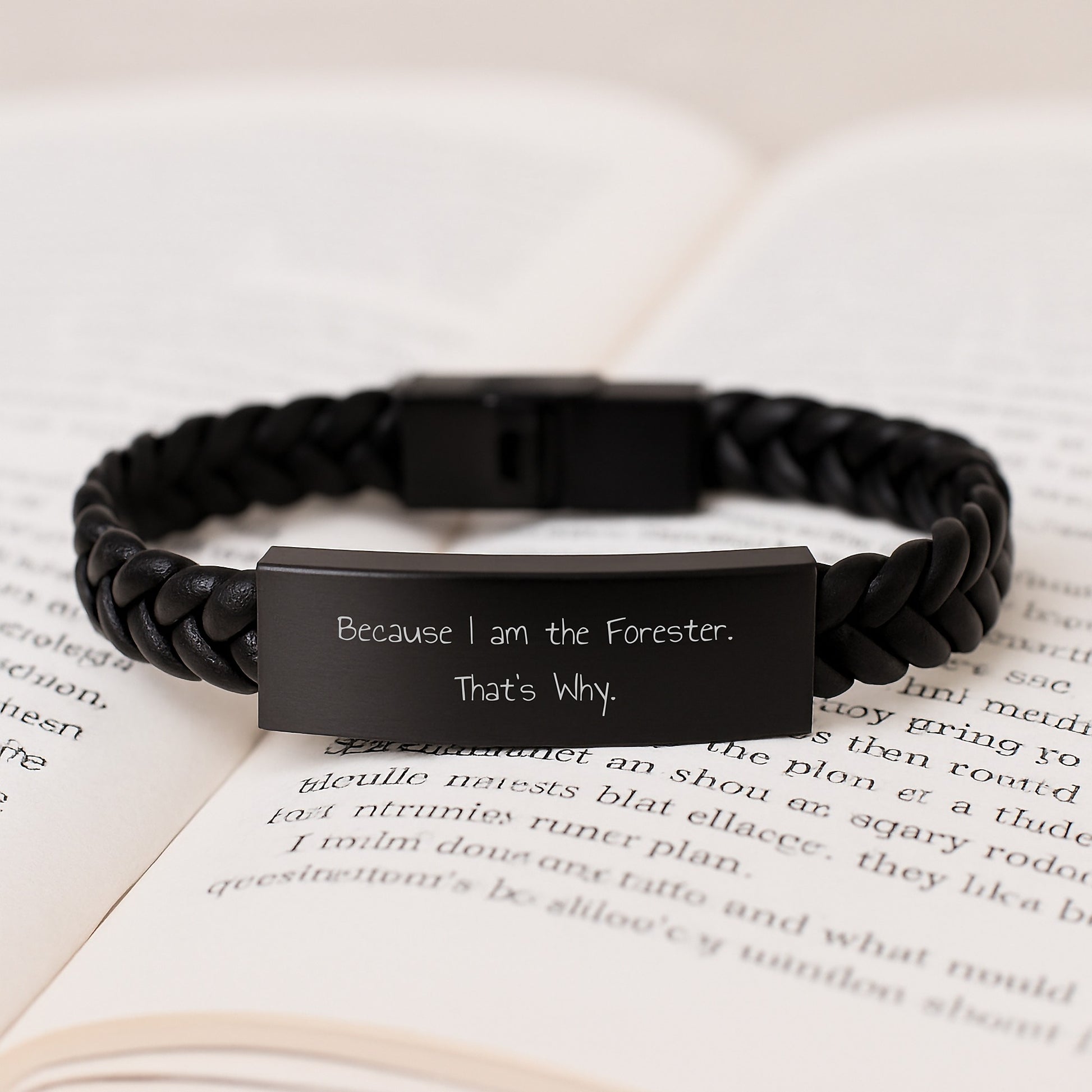 Forester Unique Gifts for Him, Funny Interlaced Leather Bracelet from Friends, Birthday Unique Gifts for Men, 'Because I Am The Forester. That's Why.' Quote - Image 3