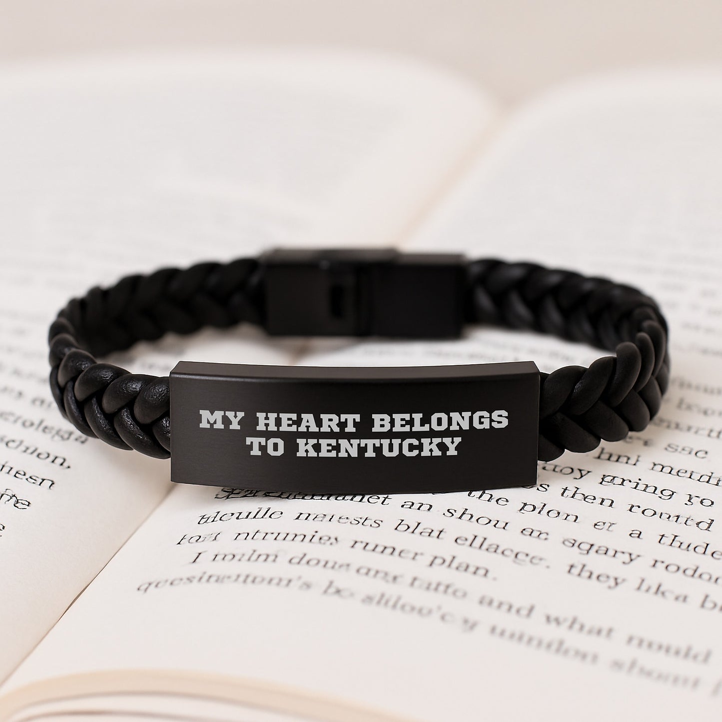 My Heart Belongs to Kentucky Funny Interlaced Leather Bracelet Gifts for Kentucky Lovers Birthday Unique Presents from Friends Family - Image 3
