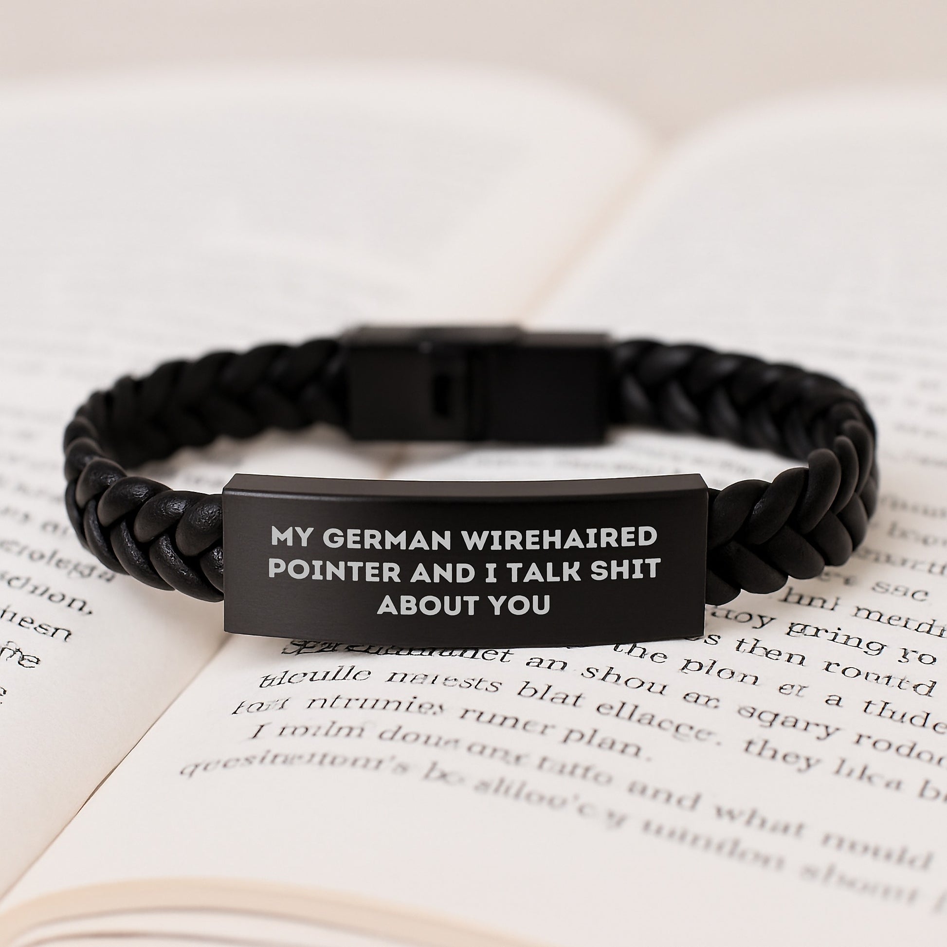 Funny German Wirehaired Pointer Dog Gifts - Interlaced Leather Bracelet for Men from Friends, Gift Ideas for Christmas - Image 3