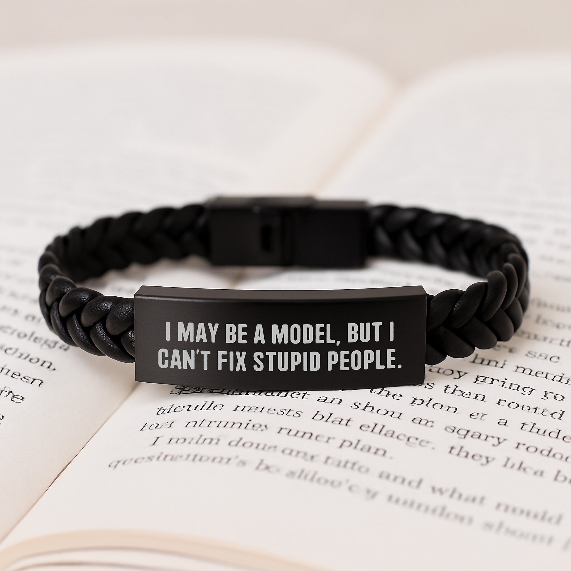 Stylish Model Interlaced Leather Bracelet, Funny Quote, Gifts for Model Friends, Unique Graduation Gifts from Family - Image 3