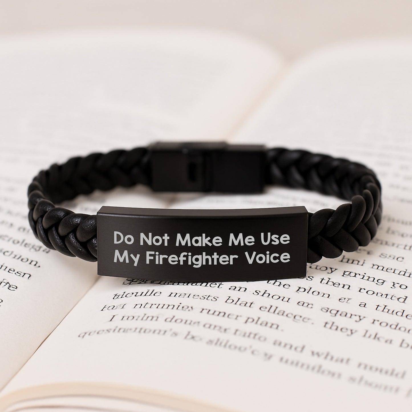 Funny Firefighter Gifts, 'Do Not Make Me Use My Firefighter Voice' Interlaced Leather Bracelet for Men Women Firefighter Friends Coworkers Family Christmas Unique Gifts - Image 3