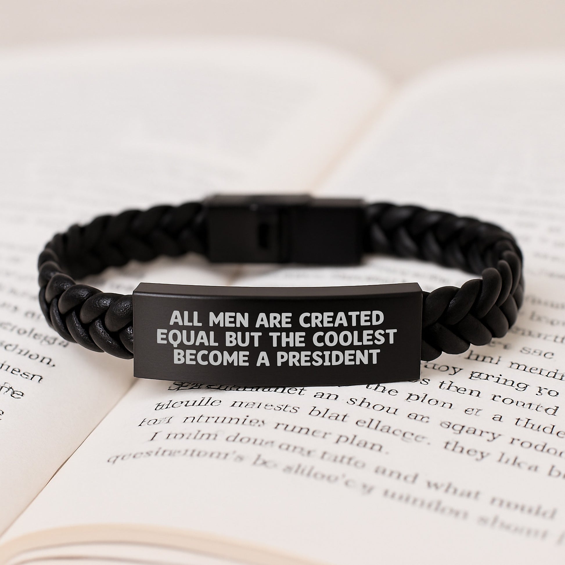 Funny President Quotes Gifts for Men Interlaced Leather Bracelet, President Inspirational Encouragement Quote, Birthday Unique Gifts from Men to President Friends - Image 3