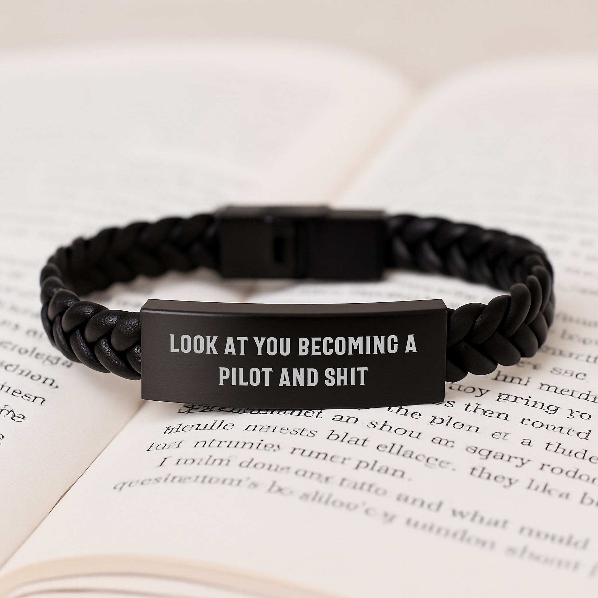 Funny Pilot Gifts from Friends, Inspirational Interlaced Leather Bracelet for Him, Christmas Unique Presents for Pilot Men - Image 3