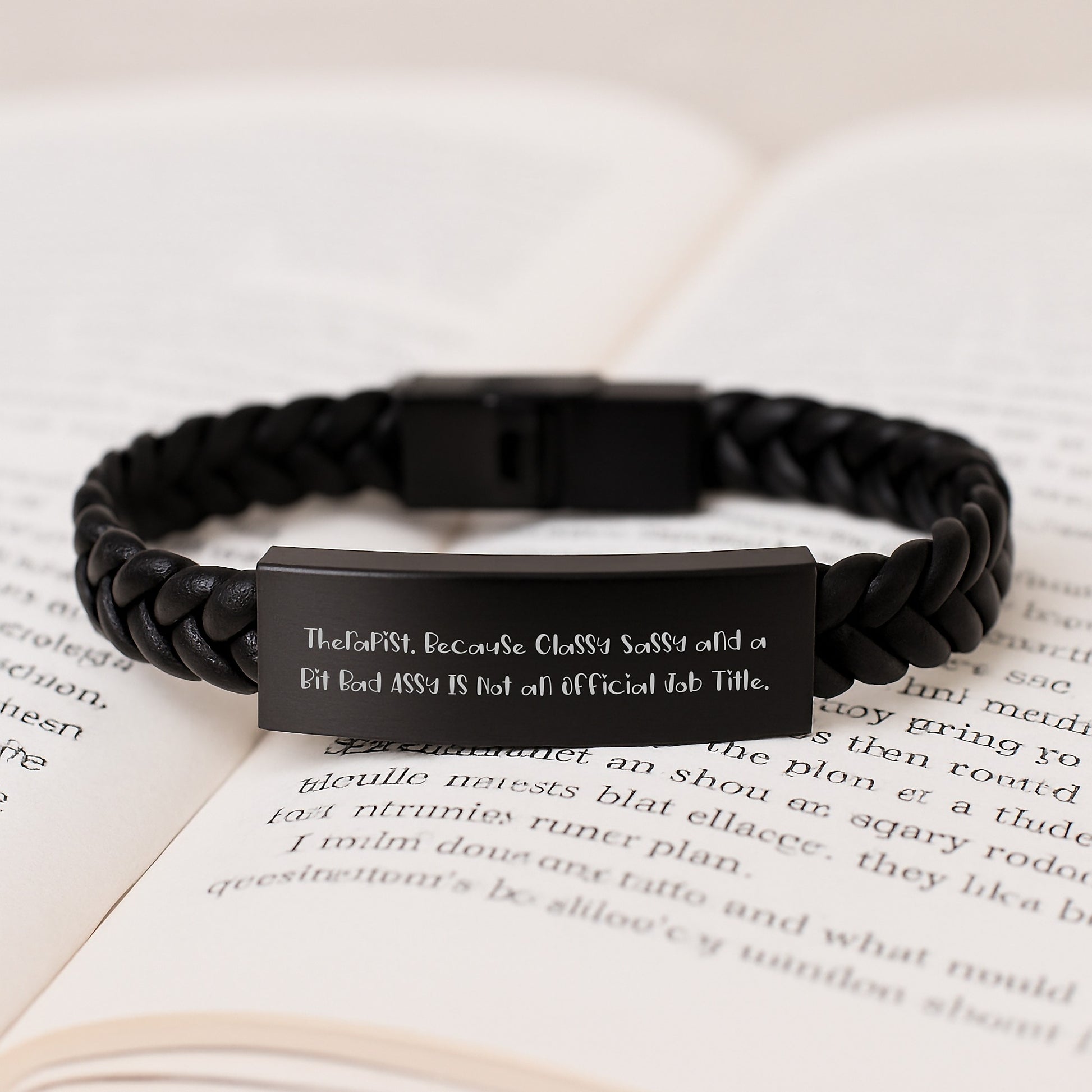Therapist Keepsake Interlaced Leather Bracelet for Him Birthday Gift - Image 3