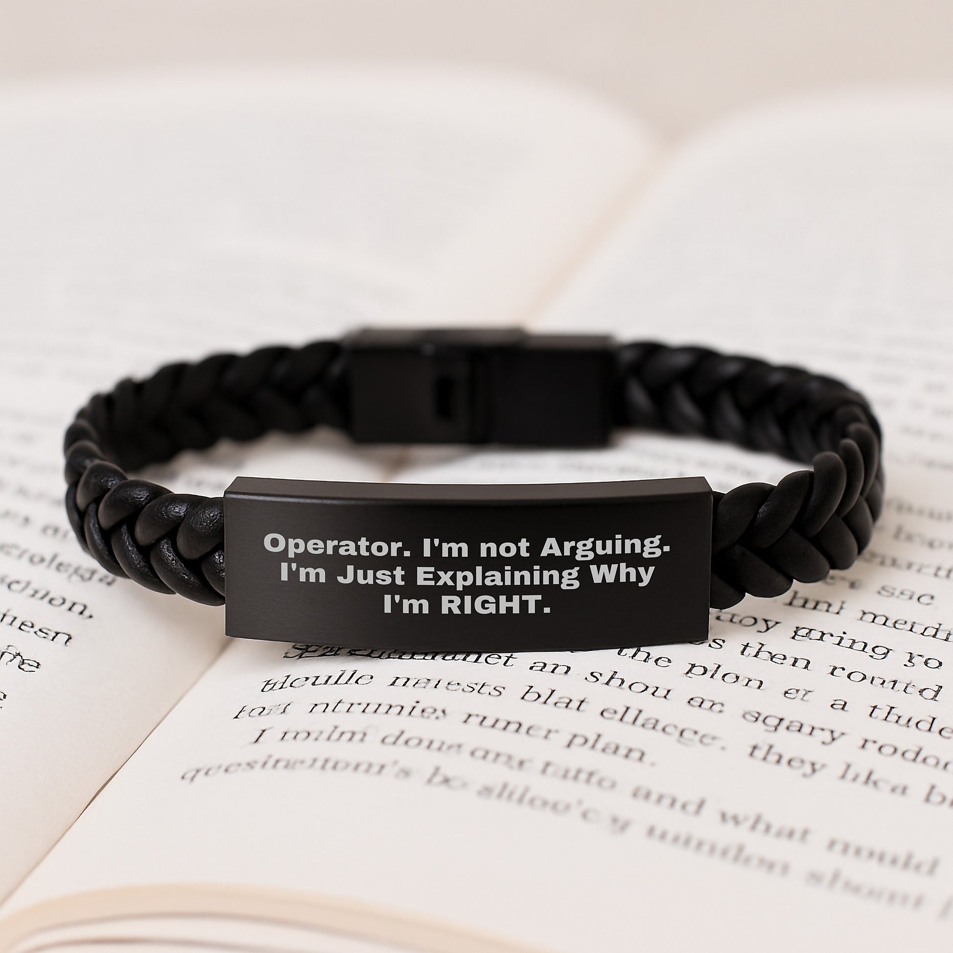Operator Humor Interlaced Leather Bracelet, Funny Inspirational Gifts from Friends, Coworkers to Operator, 7.87 inches, Stainless Steel and PU Leather, Graduation Unique Gifts - Image 3