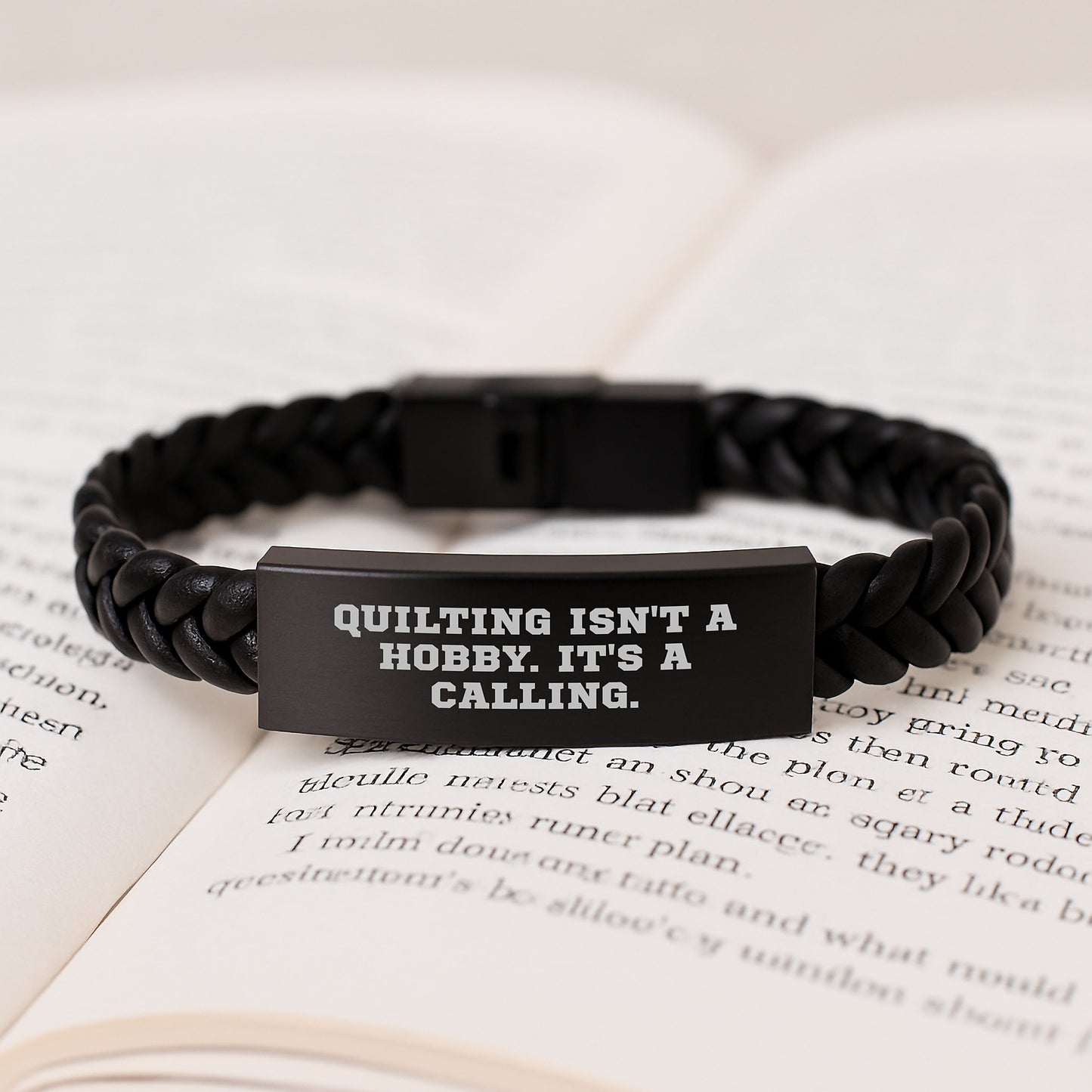 Quilting Gifts for Men and Women - Interlaced Leather Bracelet, Inspirational Quilting Quote, Valentine's Unique Gifts from Friends and Family - Image 3