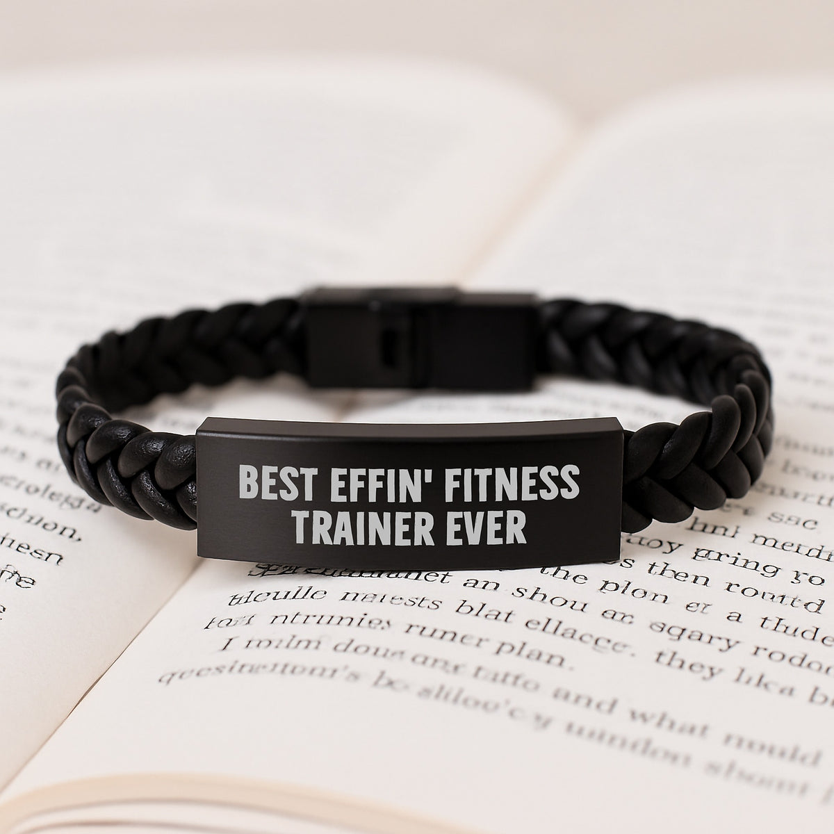 Funny Fitness Trainer Gifts from Family, Best Effin' Fitness Trainer Ever Interlaced Leather Bracelet for Men, Birthday Unique Presents for Fitness Trainers - Image 3
