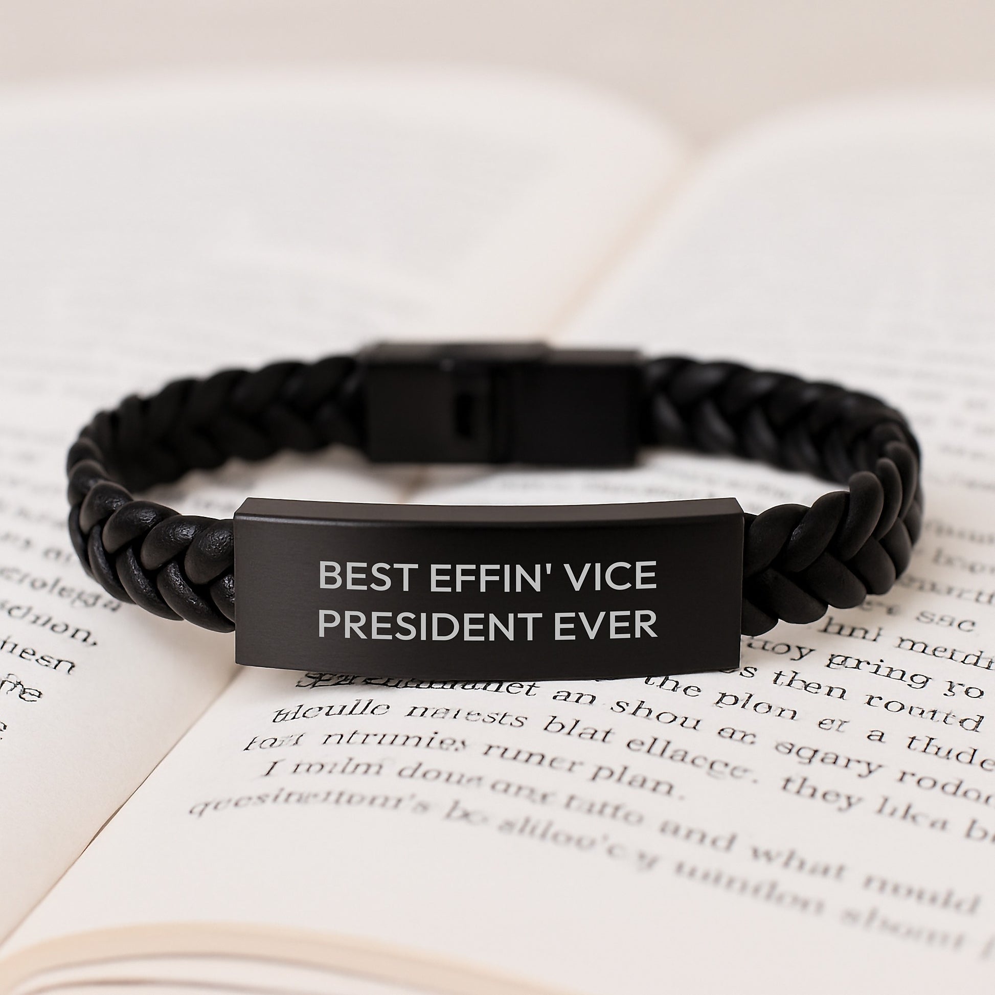 Funny Vice President Gifts for Men Unique Interlaced Leather Bracelet 'Best Effin' Vice President Ever' Graduation Unique Gifts from Friends to Vice President - Image 3